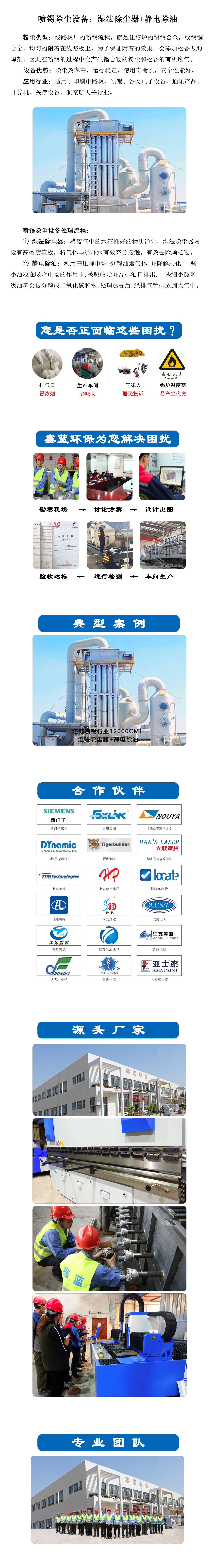 噴錫除塵設備:濕法除塵器+靜電除油 噴錫除塵設備:濕法除塵器+靜電除油